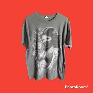 Gangster Girl Poker Men's Large Gray Tshirt